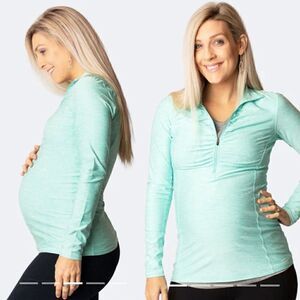 Cadenshae Aqua 1/4 Zip Maternity Top Large